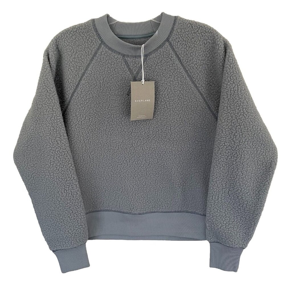 EVERLANE The Renew Raglan Fleece Sweatshirt In Light Blue Sz S NWT